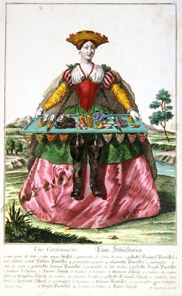 صانع أحذية ، حوالي عام 1735 (نقش ملون) بواسطة مارتن إنجلبرخت