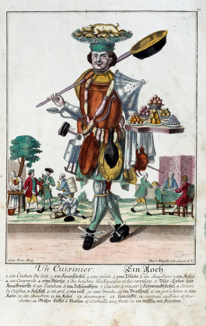 طباخ. نقش لمارتن إنجلبريشت (1684-1756) ، في "" التجمع الجديد للمانوفريز habilles "" القرن الثامن عشر ، ألمانيا. باريس ، الفنون الزخرفية بواسطة مارتن إنجلبرخت