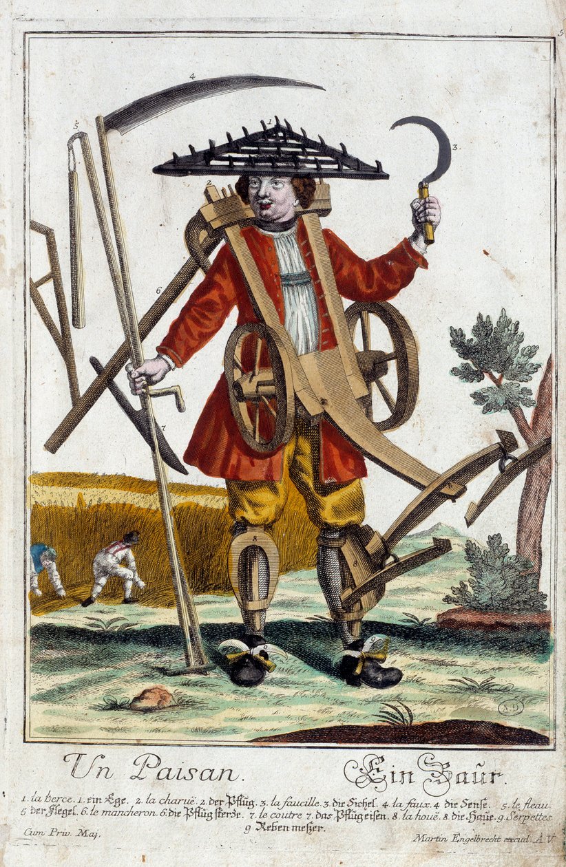 فلاح. نقش لمارتن إنجلبريخت (1684-1756) ، في "" التجمع الجديد للمانوفريز habilles "" القرن الثامن عشر ، ألمانيا. باريس ، الفنون الزخرفية بواسطة مارتن إنجلبرخت