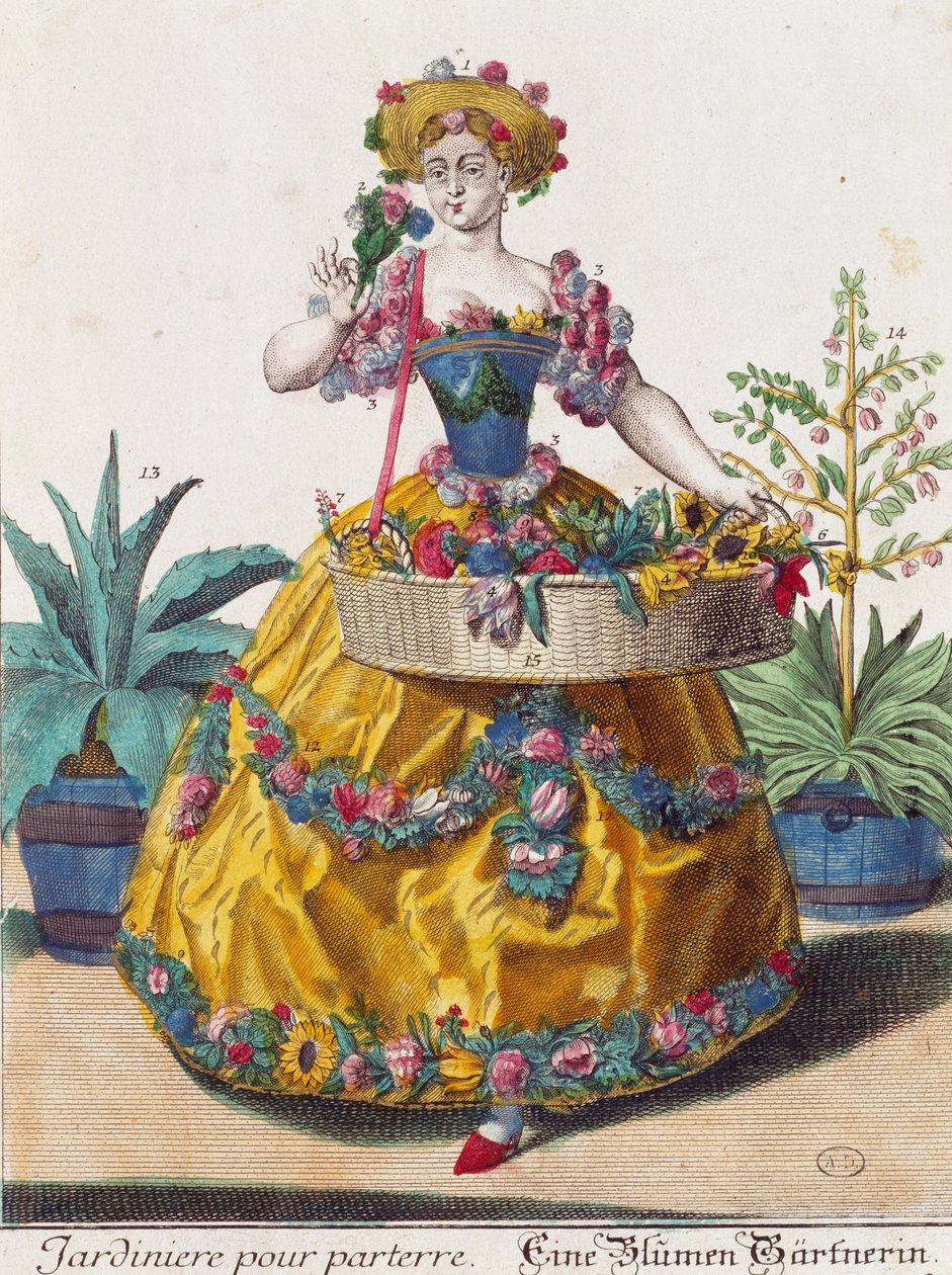 بستاني ، نقش من Assemblage des nouveau manouvries habilles بواسطة Martin Engelbrecht (1684-1756) ، ألمانيا بواسطة مارتن إنجلبرخت