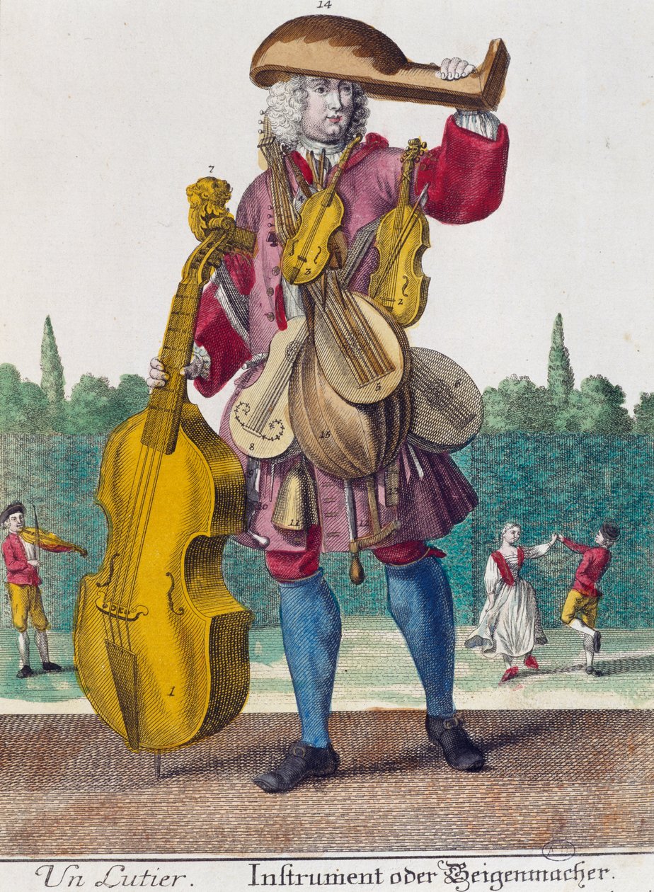 عازف العود ، نقش من Assemblage des nouveau manouvries habilles بواسطة Martin Engelbrecht (1684-1756) ، ألمانيا بواسطة مارتن إنجلبرخت