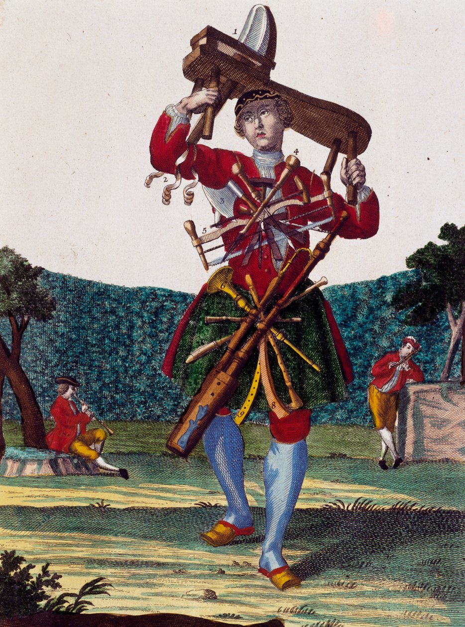 مُصنع مزامير ، نقش من Assemblage des nouveau manouvries habilles بواسطة Martin Engelbrecht (1684-1756) ، ألمانيا بواسطة مارتن إنجلبرخت