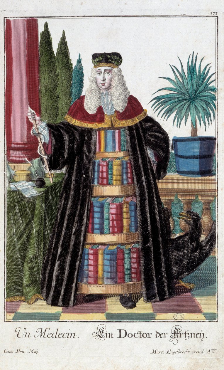 متير: طبيب. نقش لمارتن إنجلبريخت (1684-1756) ، في "" التجمع الجديد للمانوفريز habilles "" القرن الثامن عشر ، ألمانيا. باريس ، الفنون الزخرفية بواسطة مارتن إنجلبرخت