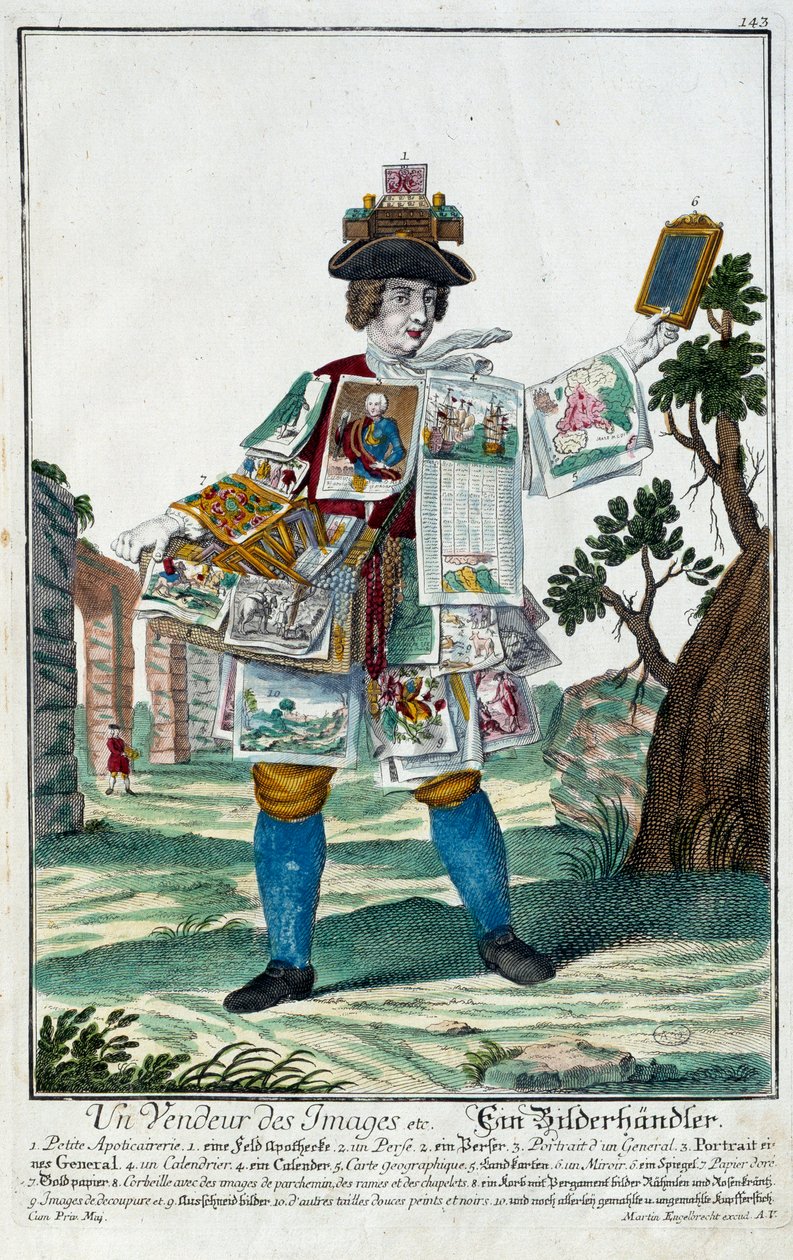 Metier: بائع صور. نقش لمارتن إنجلبريخت (1684-1756) ، في "" التجمع الجديد للمانوفريز habilles "" القرن الثامن عشر ، ألمانيا. باريس ، الفنون الزخرفية بواسطة مارتن إنجلبرخت