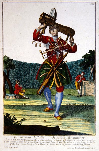 صانع الفلوت ، ج 1735 (نقش ملون) بواسطة مارتن إنجلبرخت