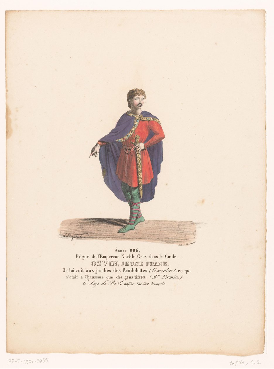 Kostuum van de jonge Frank Osvin uit de tragedie حصار باريس أوسفين ، يونغ فرانك (العنوان على الكائن) Theatrekostuums (عنوان المسلسل) المسرح الفرنسي: مجموعة من الأزياء التي كتبها MM. J. Alaux و L. Duponchel من رسومات المخطوطة في Bibliothèq بواسطة مارتن سيلفستر بابتيست