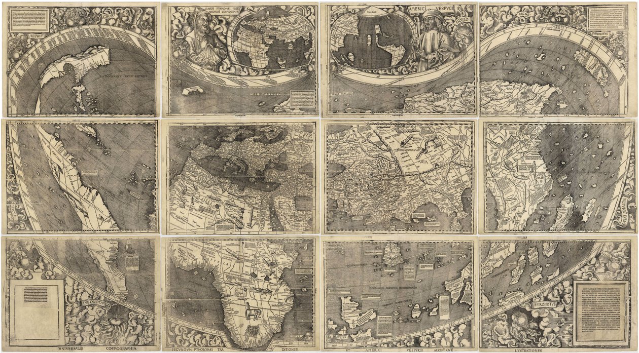 خريطة العالم Universalis Cosmographia ، 1507 بواسطة مارتن والدسيمولر