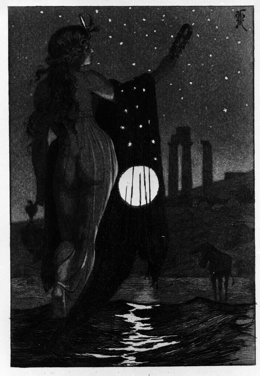 حول فوتيس لوسيوس بطريق الخطأ إلى حمار Les Metamorphoses (Golden Donkey أو Asinus aureus) ، وهي رواية كتبها Apulee (Lucius Apuleius) (حوالي 125 - حوالي 180) في القرن الثاني. حفر المياه لمارتن فان مايلي بواسطة مارتن فان مايلي