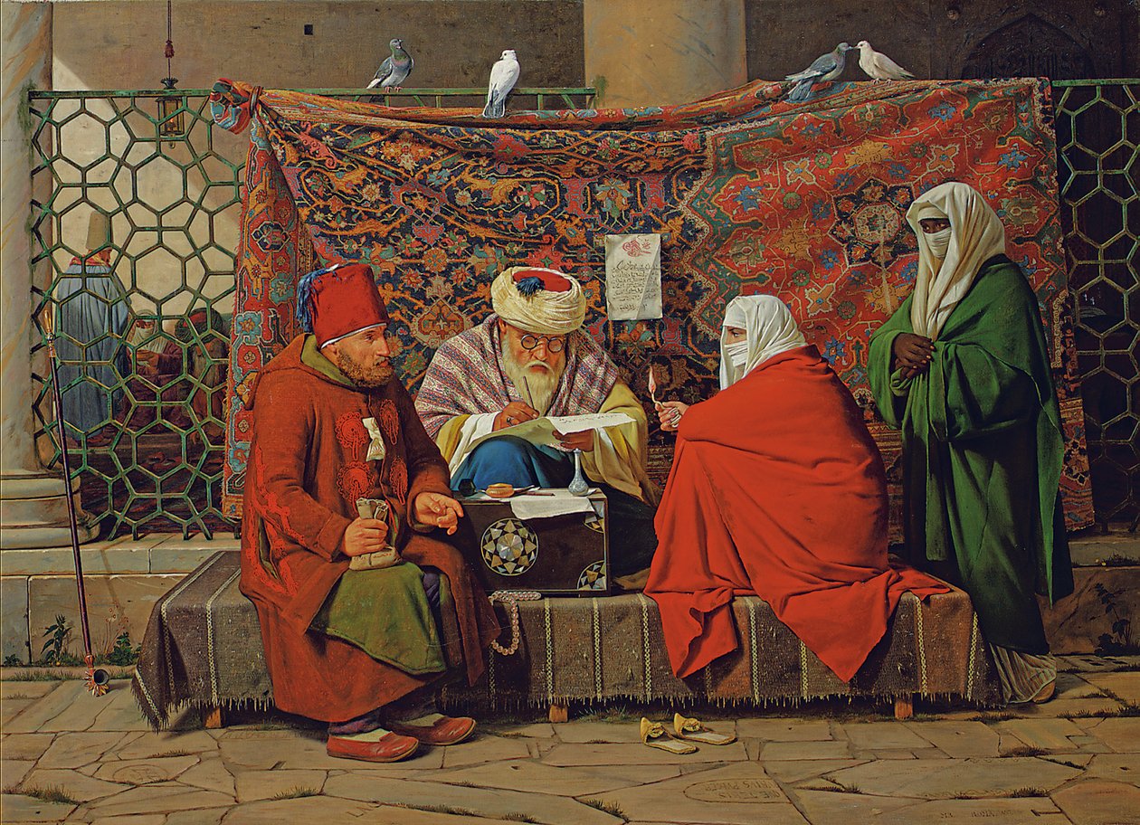 كاتب عدل تركي يحرر عقد زواج أمام جامع كيليك علي باشا ، توبهان ، سينستينوبل بواسطة مارتينوس رورباي