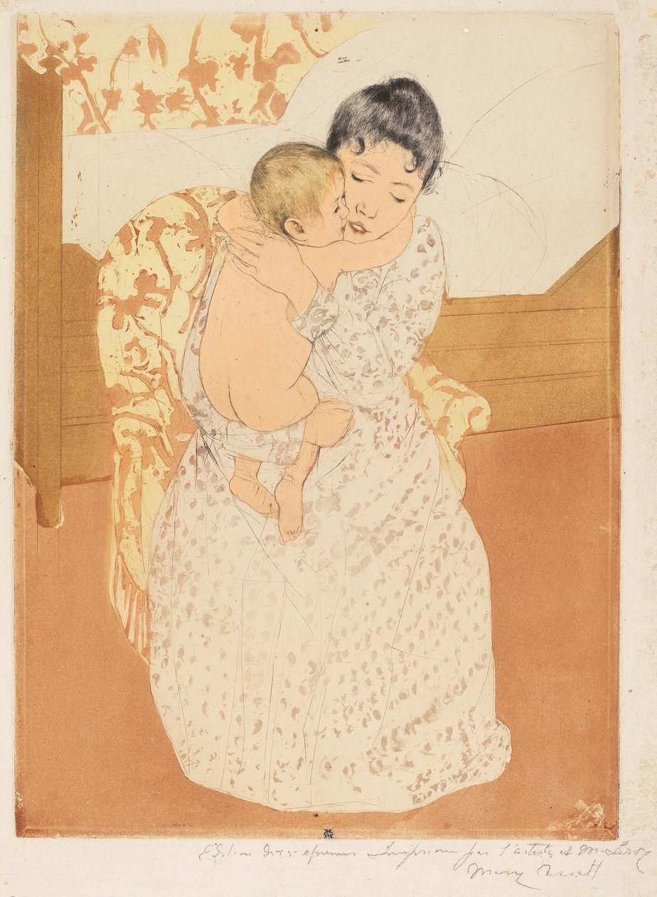 مداعبة الأمهات ، 1890-1 (نقطة جفاف اللون و aquatint على ورق قشدي) بواسطة ماري كاسات