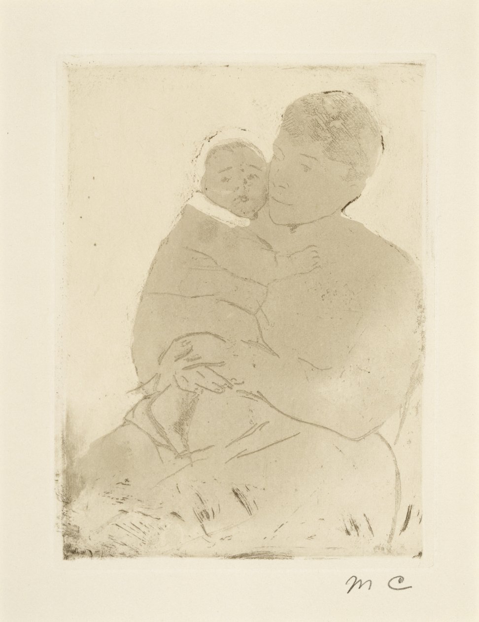 ممرضة وفاتورة طفل (رقم 1) ، c.1889-90 (نقش أرضي ناعم وألوان مائية على ورق منسوج) بواسطة ماري كاسات