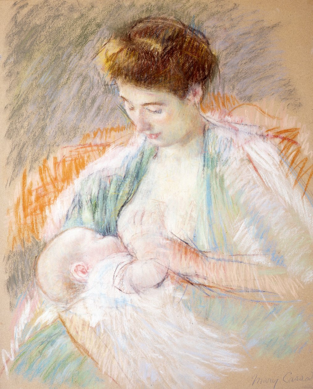 الأم روز ترضع طفلها ، c.1900 (باستيل على ورق) بواسطة ماري كاسات