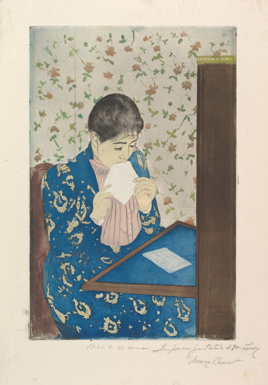 الرسالة ، ١٨٩٠-١٨٩١ (نقطة الجفاف وأكوينت ، مطبوعة من ثلاث أطباق) بواسطة ماري كاسات