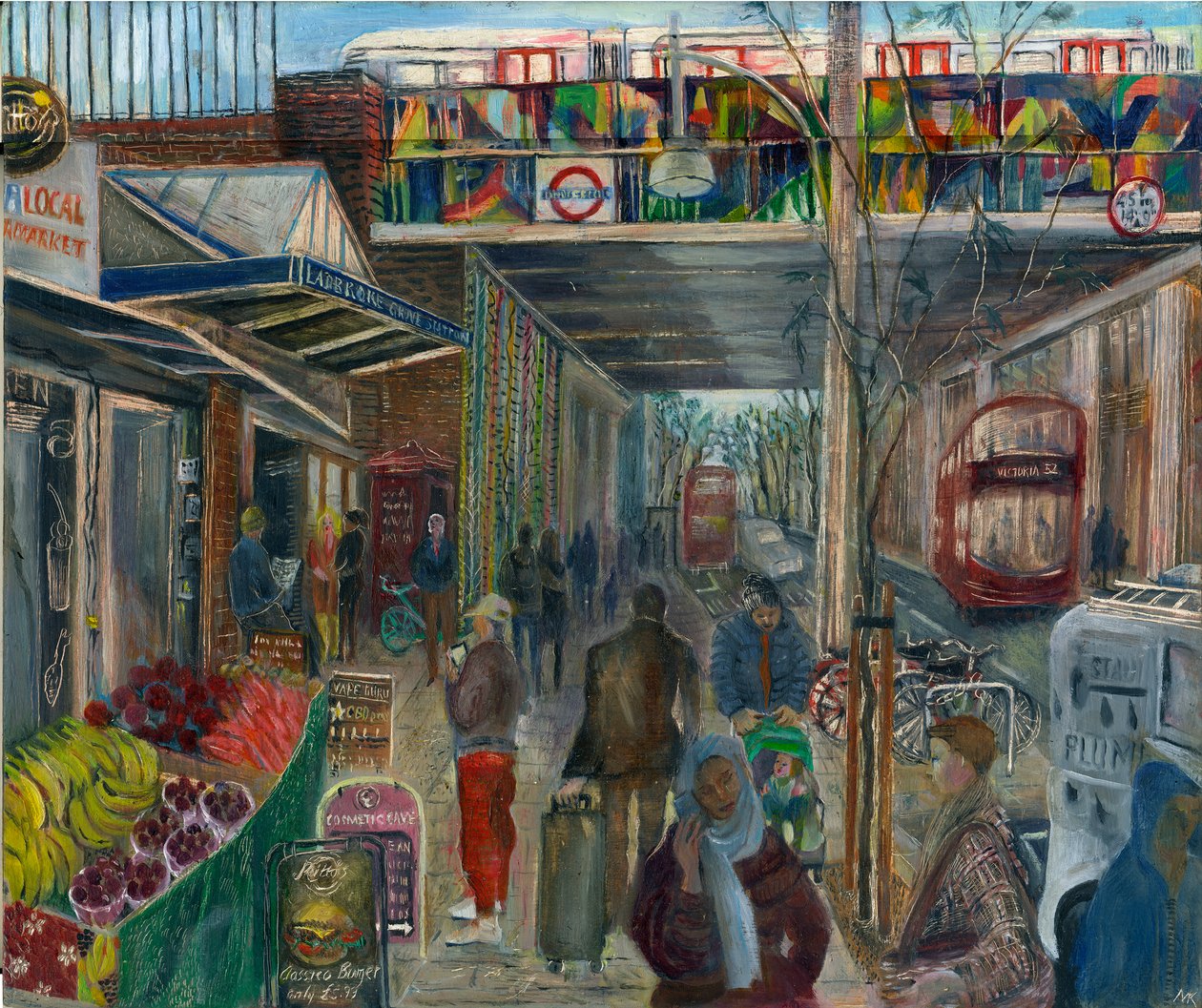 Ladbroke Grove قبل الإغلاق: 4 ، المحطة ، 2020 (النفط على متن الطائرة) بواسطة ماري كوبر