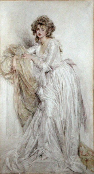 سيدة إدواردية (ألوان مائية على ورق) بواسطة Mary L. Gow
