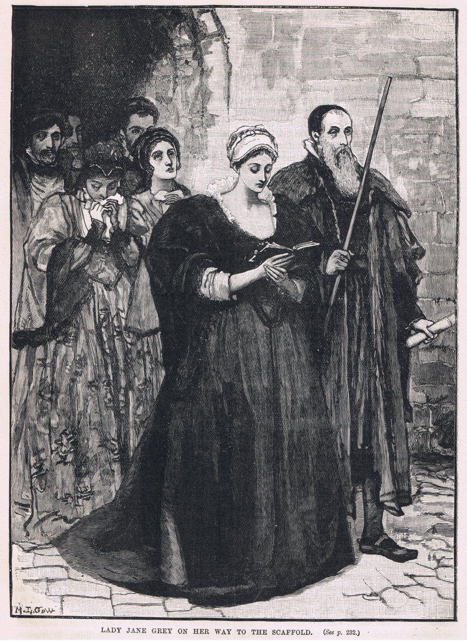 سيدة جين جراي في طريقها إلى السقالة 1554 بواسطة Mary L. Gow
