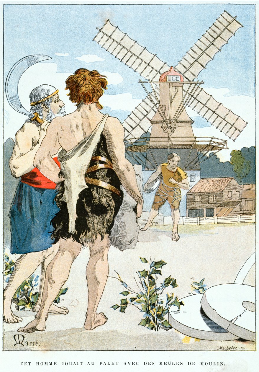 2ean-LOurs يلتقي Roue de Moulin ، أول الرجال الثلاثة الأقوياء الذين يرافقونه في مغامراته ، c.1900 بواسطة كتلة الكتلة