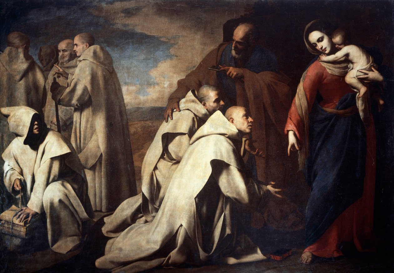 Madonna and St Peter comforting the followers of St Bruno, held in Rome at the Papal Court (oil on canvas) بواسطة ماسيمو ستانزيوني