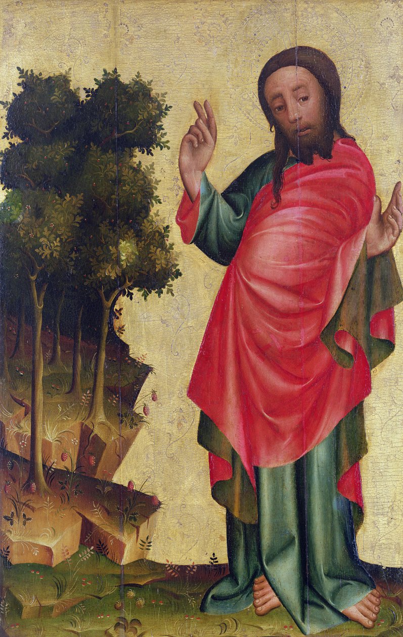 إنشاء الأرض الجافة والنباتات ، التفاصيل من The Grabow Altarpiece ، 1379-83 (درجة الحرارة على اللوحة) بواسطة سيد برترام ميندين