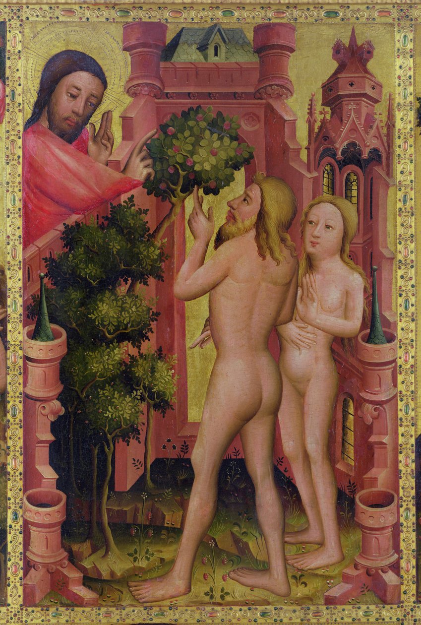 شجرة المعرفة ، التفاصيل من Grabow Altarpiece ، 1379-83 (درجة الحرارة على اللوحة) بواسطة سيد برترام ميندين