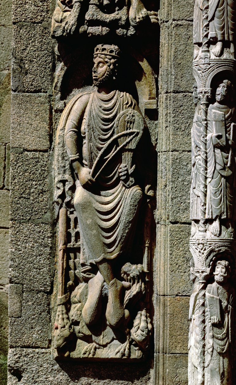 الملك ديفيد ، تفاصيل من Portico de las Platerias بواسطة سيد ماتيو