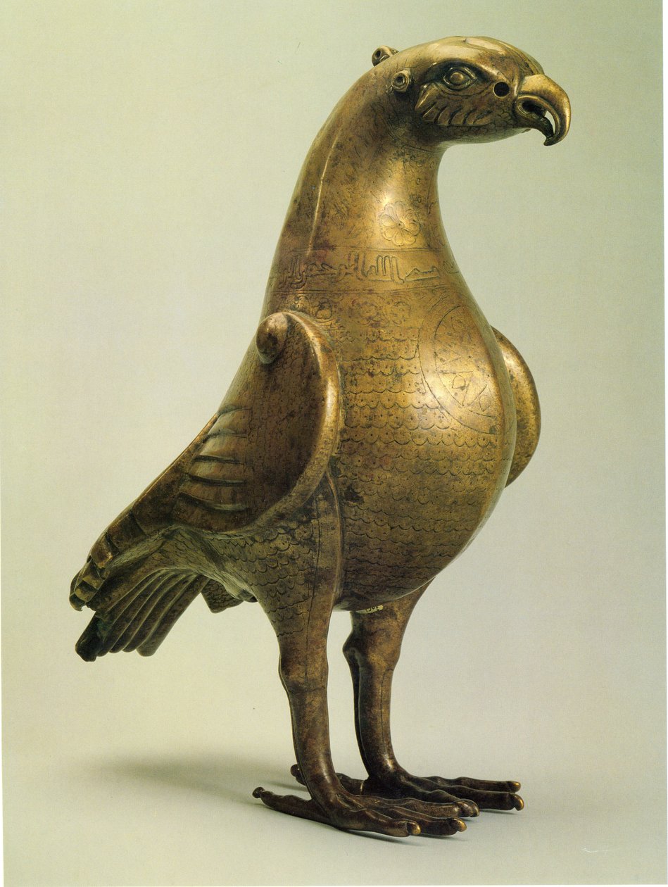 Aquamanile على شكل نسر ، c.800 (برونزية مطعمة بالفضة والنحاس) بواسطة سيد سليمان