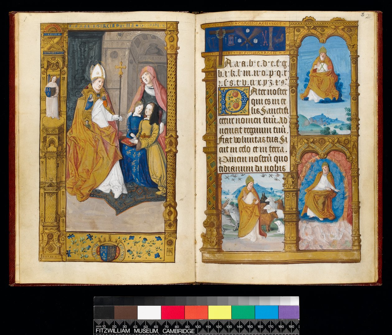 قدمت السيدة 159 ، الورقة 2v و 3r آن من بريتاني إلى سانت كلود ، من كتاب "كتاب التمهيدي لكلود من فرنسا" (حبر وذهب حبر على الرق) بواسطة ماجستير أنطوان دي روش