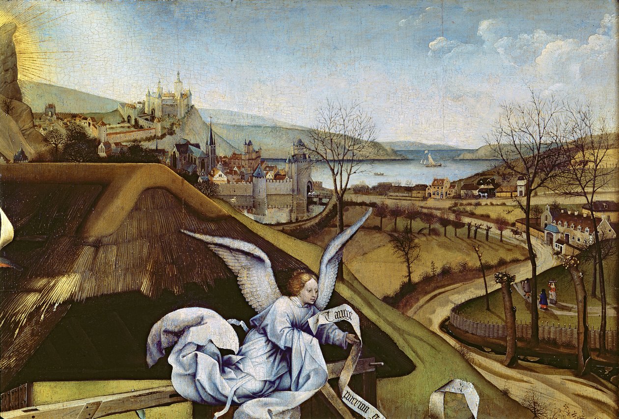 الميلاد ، تفاصيل المناظر الطبيعية ، ج 1425 (تفاصيل 128673) بواسطة ماجستير في Flémalle