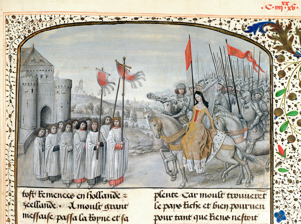 السيدة 659 ص .95. رحبت الملكة إيزابيلا (1292-1358) من فرنسا وابنها إدوارد الثالث (1312-77) في أكسفورد عام 1326 ، 1477 بواسطة سيد ماري بورجوندي