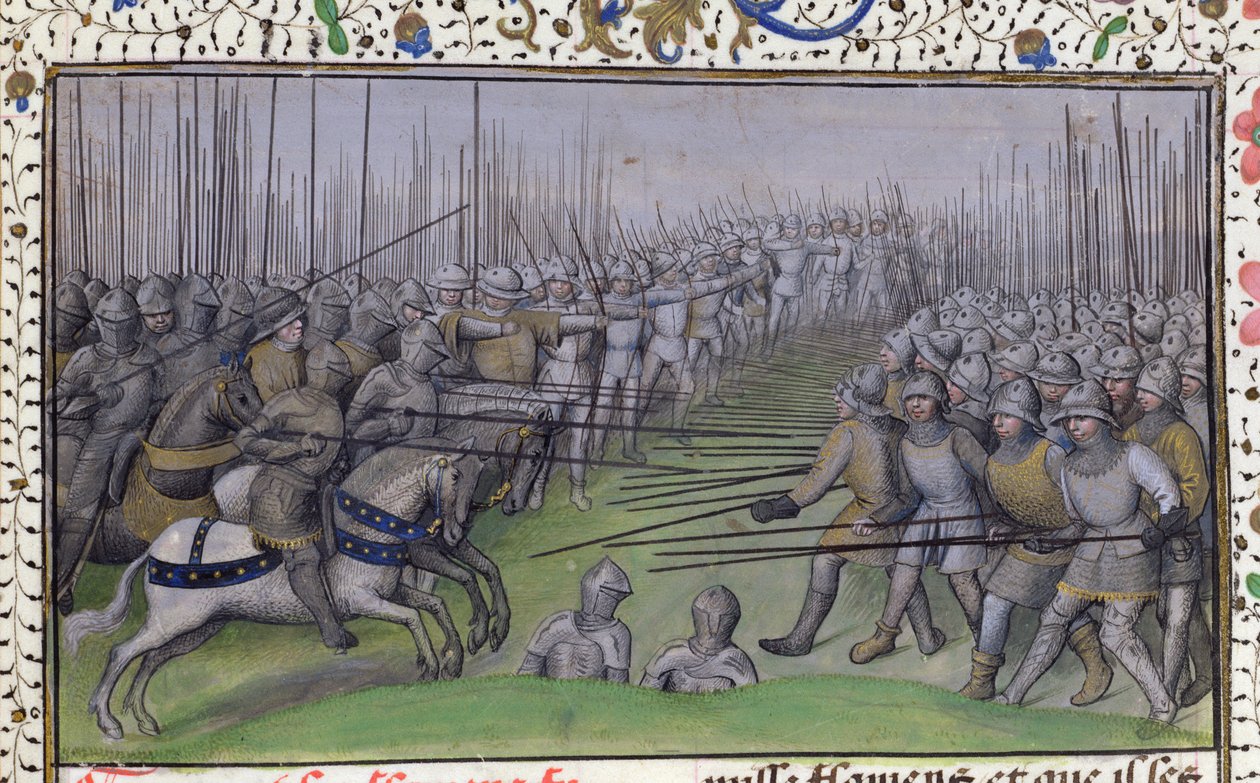 السيدة 659 f.284r الفرنسيون يضربون الفلمنكيين في Westrozebeke عام 1382 ، 1477 بواسطة سيد ماري بورجوندي