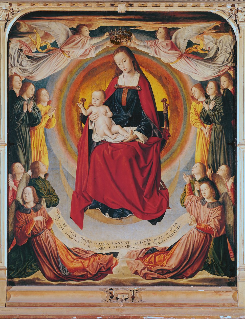 تتويج العذراء ، لوحة مركزية من بوربون Altarpiece ، c.1498 بواسطة سيد مولان