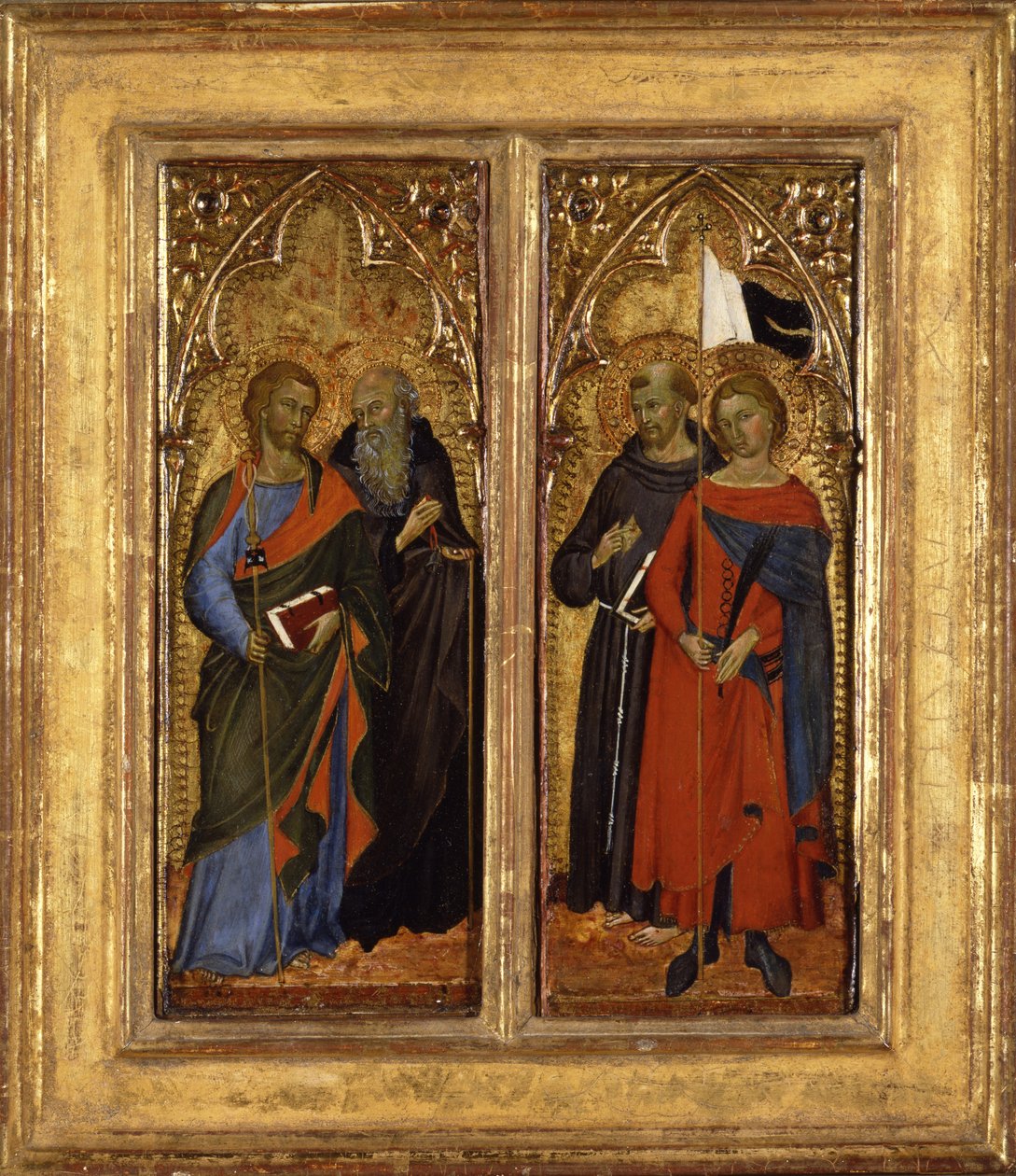 القديسين جيمس ، أنتوني أبوت ، فرانسيس ، وأنسانوس ، c.1385-90 (درجة الحرارة على اللوحة) بواسطة سيد بانزانو