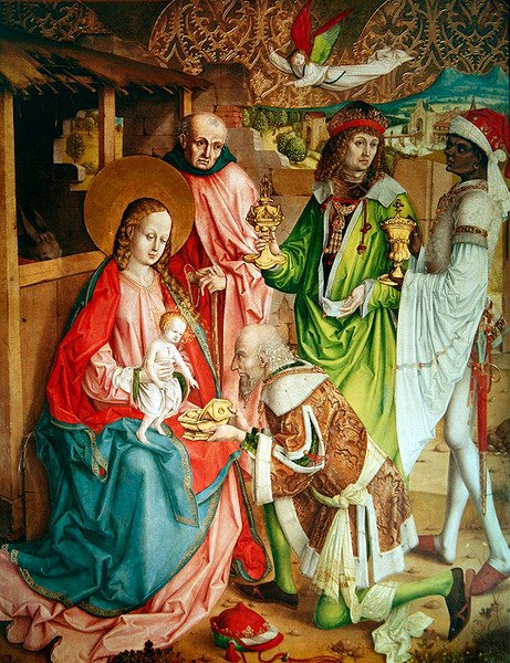 عشق المجوس ، اللوحة اليمنى البعيدة من المذبح على المذبح العالي ، 1480 بواسطة سيد القرنفل