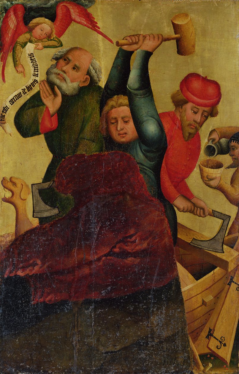 بناء الفلك من مذبح القديس بطرس العالي في هامبورغ ، مذبح Grabower ، 1383 (درجة الحرارة على اللوحة) بواسطة سيد برترام ميندين