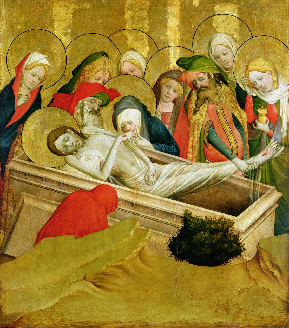 القبر ، لوحة من سانت توماس مذبح من كنيسة سانت جون ، هامبورغ ، بدأت في عام 1424 (درجة الحرارة والزيت على اللوحة) (انظر 144553 لمزيد من التفاصيل) بواسطة سيد فرانك