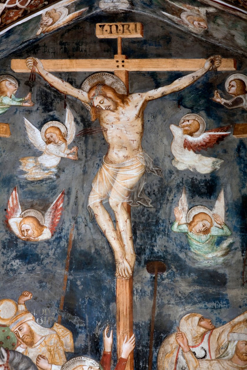 تفاصيل صلب المسيح تمثل المسيح مع نقش INRI بواسطة ماجستير Trecentesco من مدرسة Sacro سبيكو