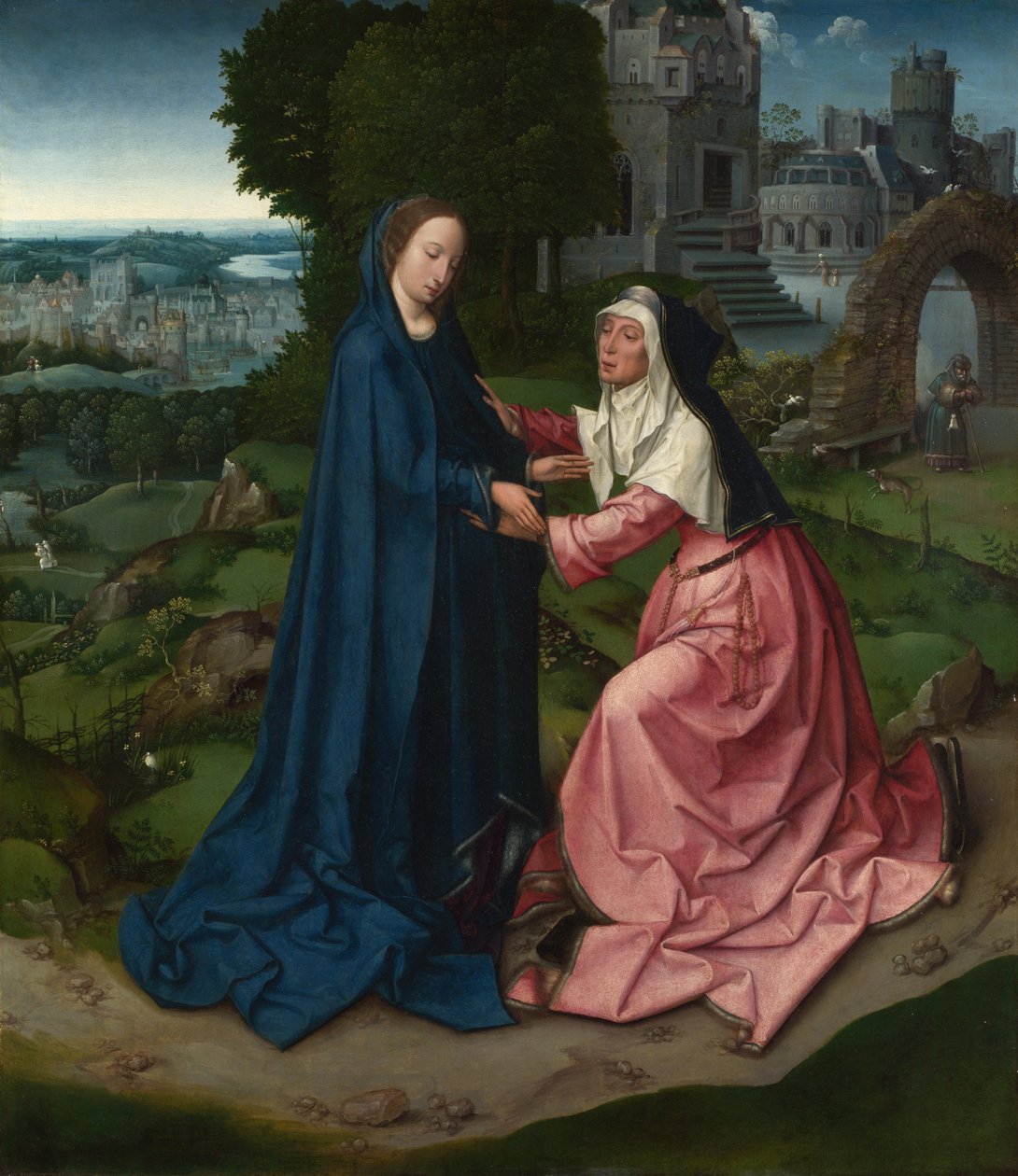 زيارة العذراء إلى القديسة إليزابيث. لوحة من Altarpiece ، حوالي 1515 بواسطة ماجستير 1518