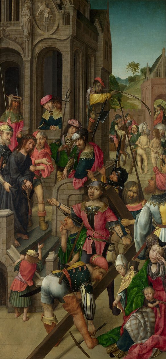 قدم المسيح للشعب بالثلاثي: مشاهد من آلام المسيح ، اللوحة اليسرى ، ج. 1510 بواسطة ماجستير في دلفت