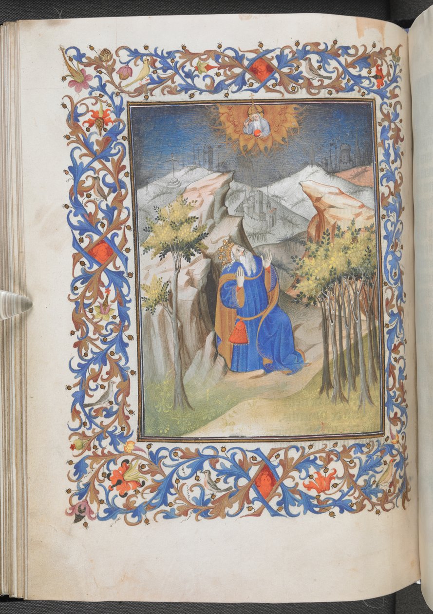 داود في الصلاة ، Anjou Hours ، Egerton 1070 ، f.44v (vellum) بواسطة سيد إجيرتون