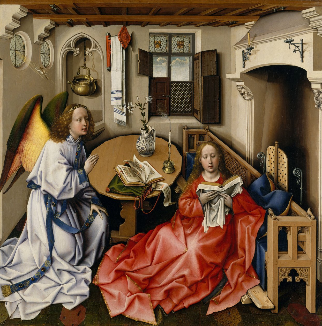 البشارة الثلاثية (Merode Altarpiece) ، c.1427-32 (زيت على خشب البلوط) بواسطة ماجستير في Flémalle