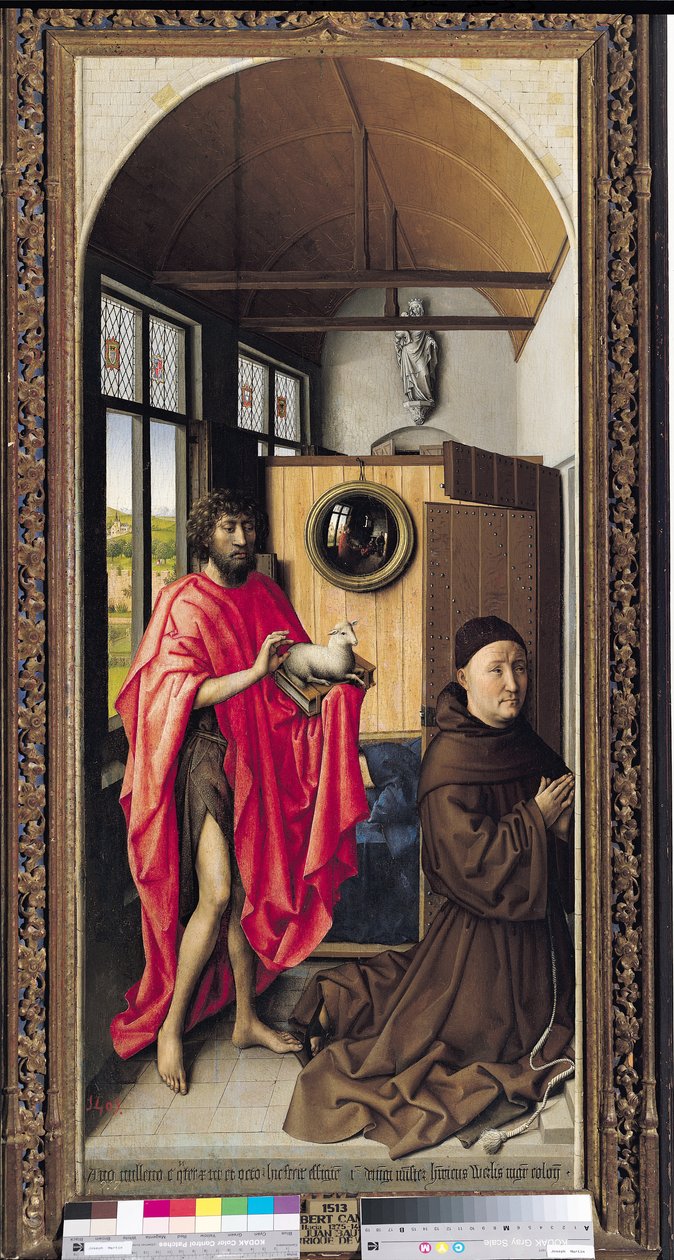 القديس يوحنا المعمدان والمتبرع ، هاينريش فون ويرل من Werl Altarpiece ، 1438 (انظر أيضًا 161980) بواسطة ماجستير في Flémalle