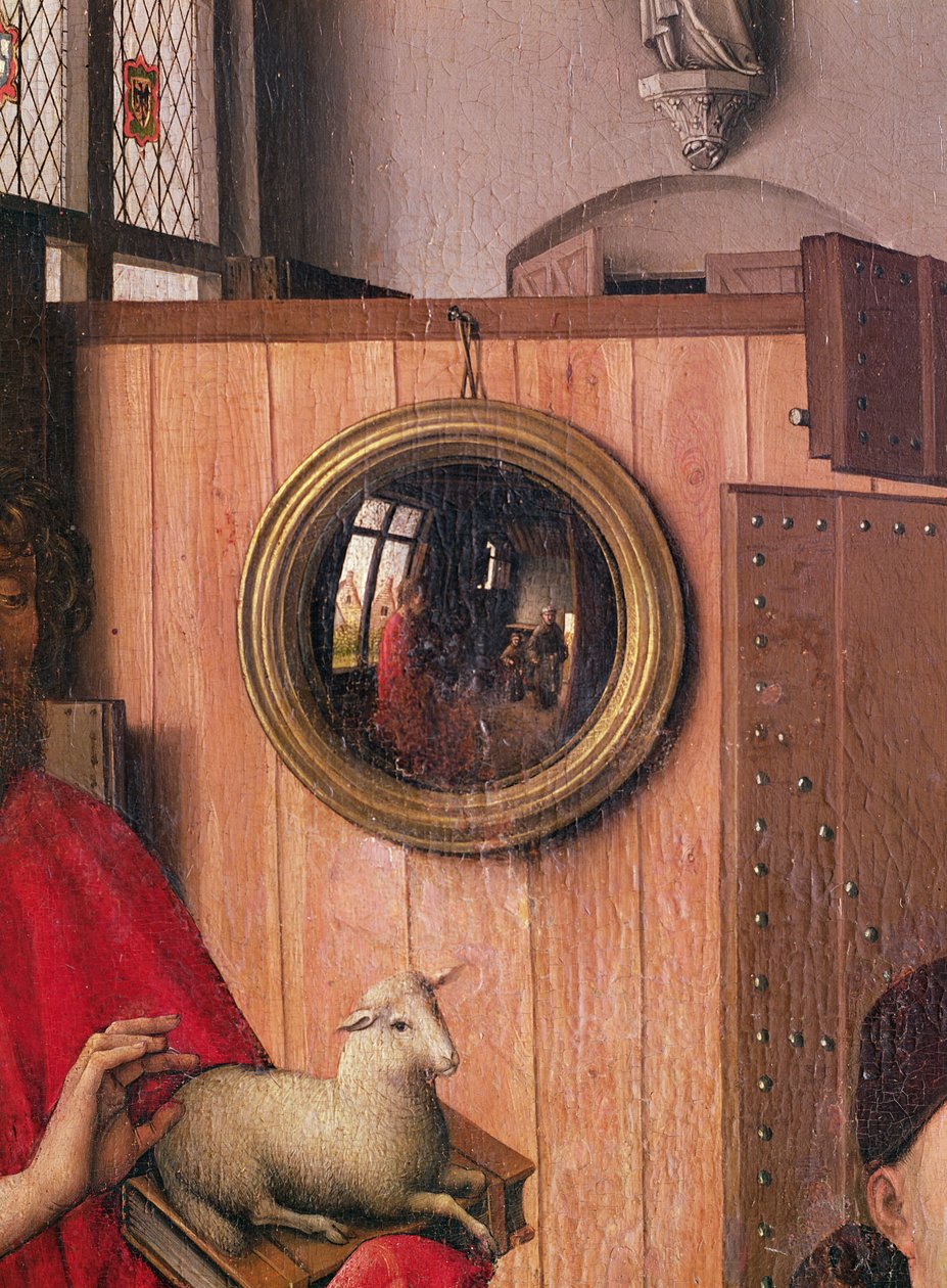 القديس يوحنا المعمدان والمتبرع ، هاينريش فون ويرل ، من Werl Altarpiece ، تفاصيل المرآة ، c.1438 (انظر أيضًا 36923) بواسطة ماجستير في Flémalle
