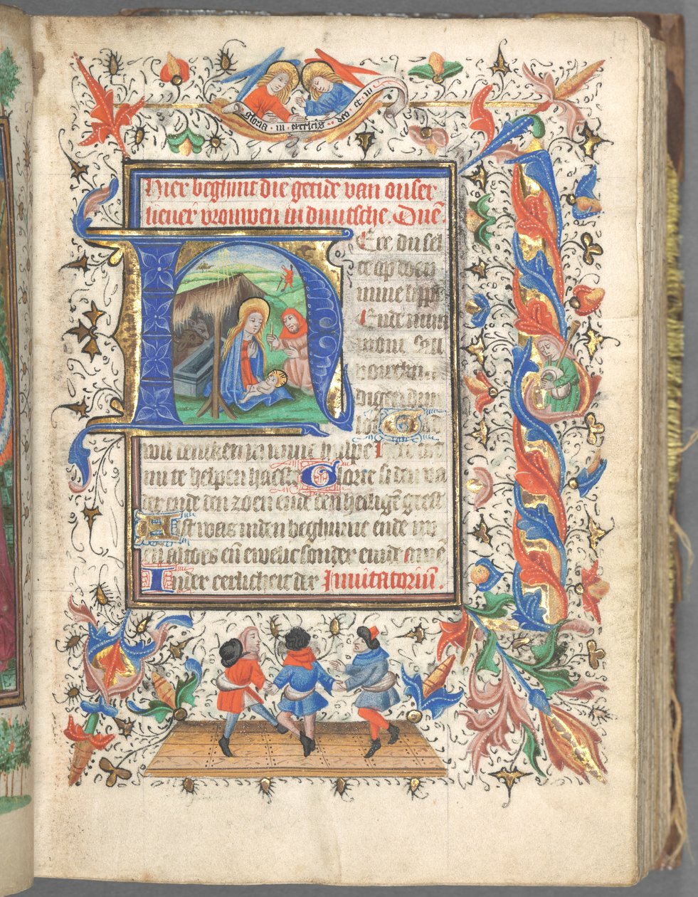 كتاب ساعات استخدام أوترخت: fol. 14r ، الأولي مع المهد ، ج. 1460-1465. بواسطة ماجستير في Gijsbrecht van Brederode