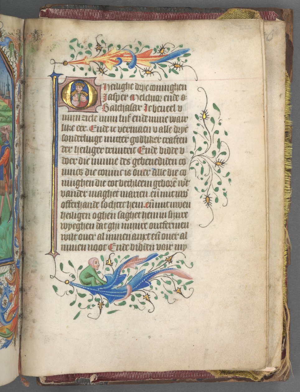 كتاب ساعات استخدام أوترخت: fol. 222 و ، الأولي مع ثلاثة ملوك ، ج. 1460-1465. بواسطة ماجستير في Gijsbrecht van Brederode