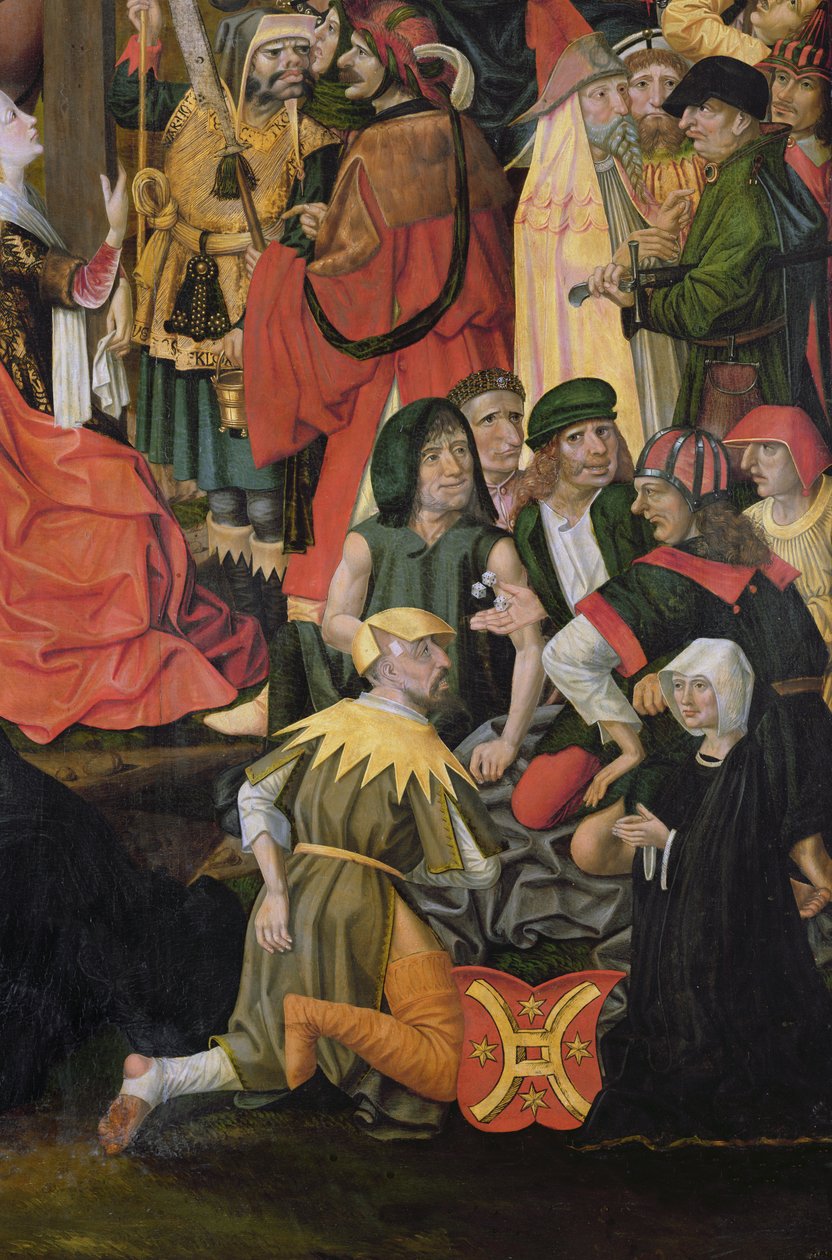 الجنود يرسمون الكثير لملابس المسيح ، التفاصيل من الصلب ، c.1500 (انظر 148971 و 150815) بواسطة سيد هامبورغ