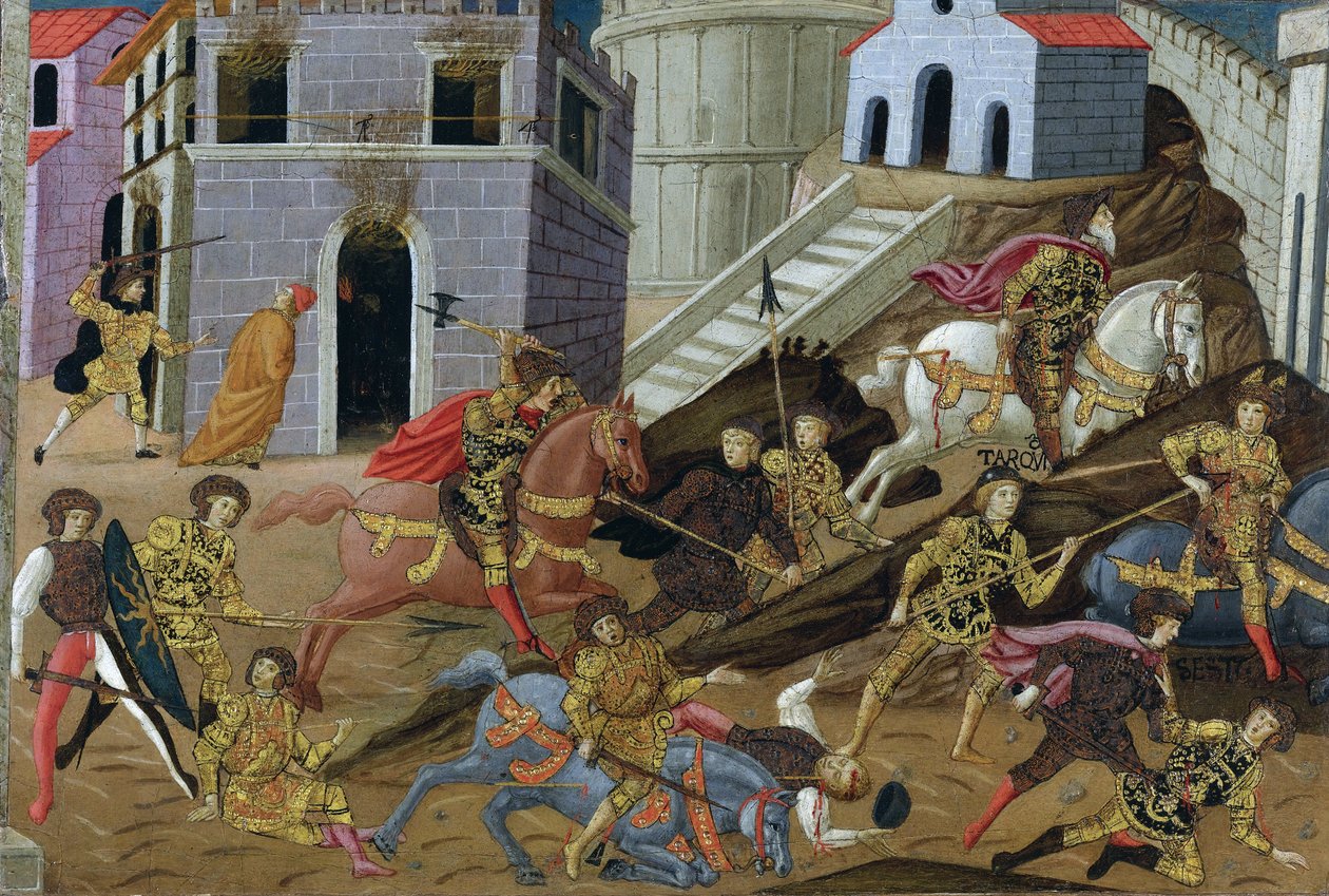 Tarquin le Superbe (mort en 495 avant JC) - طرد Tarquin وعائلته من روما - Master of Marradi (Maestro di Marradi) (نشط في 1470-1513) - أواخر القرن الخامس عشر. - تمبرا على اللوح - 41x65،5 - مجموعة خاصة بواسطة سيد Marradi