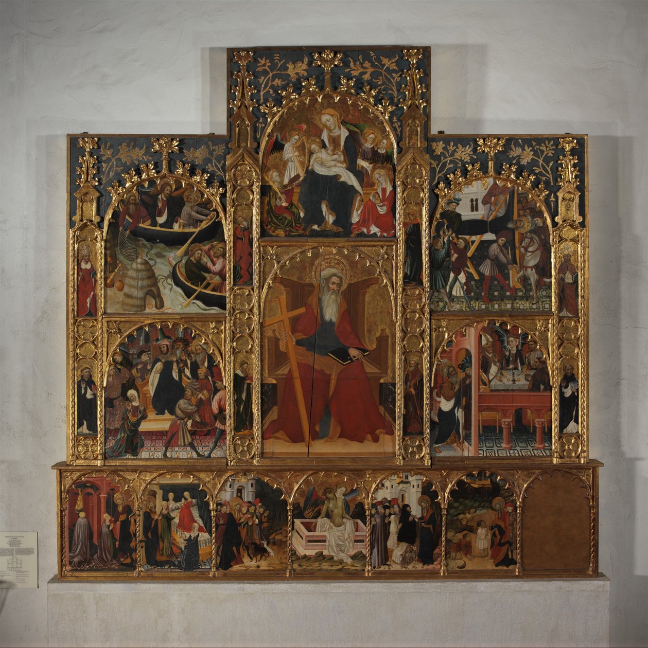 Retable مع مشاهد من حياة القديس أندرو ، كاليفورنيا. 1420 - 30. بواسطة سيد روسيون