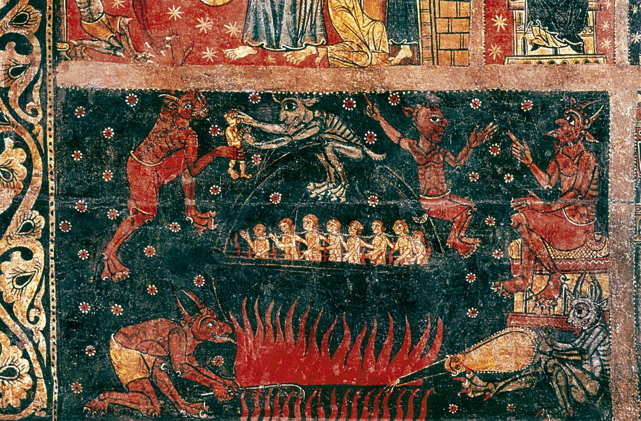 علامة القديس ميخائيل. تفاصيل الجحيم. لوحة لسيد سوريغيرولا (منتصف القرن الثالث عشر). تمبرا على الخشب. المتحف الوطني للفنون في كاتالونيا ، برشلونة. بواسطة ماجستير في Soriguerola