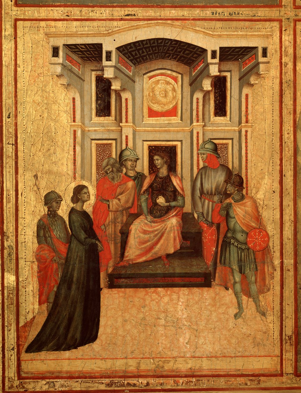St Cecilia and story of her life Detail: st Cecilia arguing with the prefect - altarpiece, c.1290-1320 بواسطة سيد القديسة سيسيليا