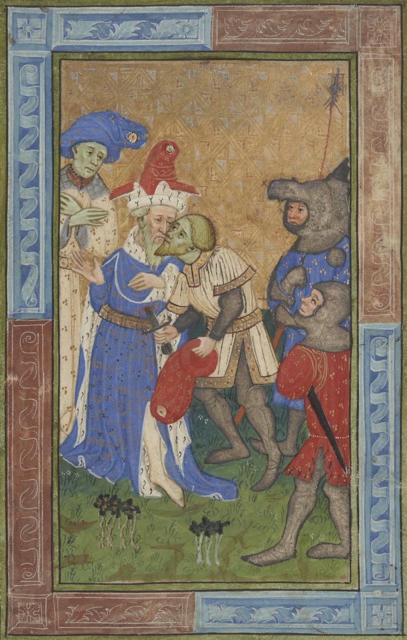 مشهد اغتيال السيدة B.11.7 ، ج .1420 (طلاء درجة الحرارة والفضة والذهب على الرق) بواسطة ماجستير في كلية ترينيتي